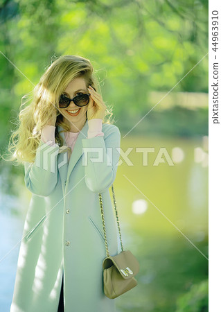 spring, female seasonal portrait / walk happy girl outdoors, spring mood girl 44963910