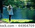 spring, female seasonal portrait / walk happy girl outdoors, spring mood girl 44964709