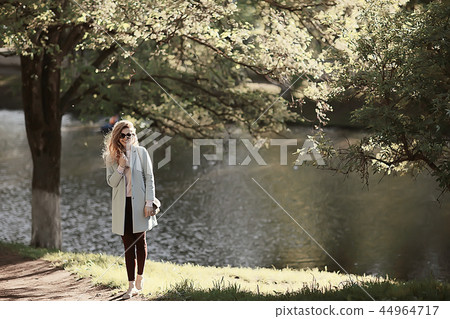 vintage adult girl summer tint / happy adult woman having fun and enjoys summer summertime girl 44964717