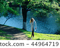 spring, female seasonal portrait / walk happy girl outdoors, spring mood girl 44964719