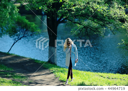spring, female seasonal portrait / walk happy girl outdoors, spring mood girl spring, female seasonal portrait / walk happy girl outdoors, spring mood girl 44964719
