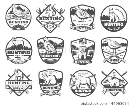 Hunt club wild animals and birds vector icons Hunt club wild animals and birds vector icons 44965084