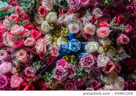Floral art made of artificial flowers in view Floral art made of artificial flowers in view 44965269