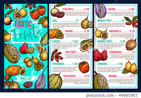 Exotic fruits market sketch menu price Exotic fruits market sketch menu price 44965965