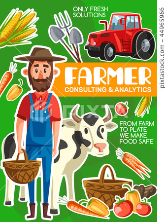Farmer cattle and farming agriculture poster 44965966