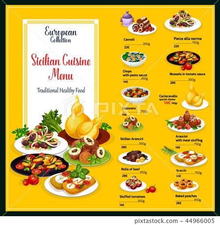 Sicilian cuisine traditional food dishes menu 44966005