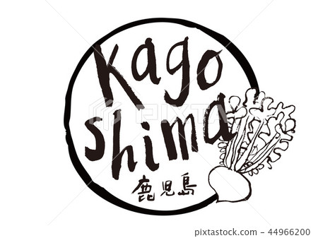 鹿兒島刷字符櫻島白蘿蔔水彩框架 鹿兒島刷字符櫻島白蘿蔔水彩框架 44966200