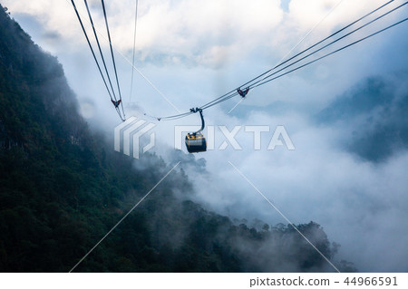 View from Fansipan Cable Car during the rain 44966591