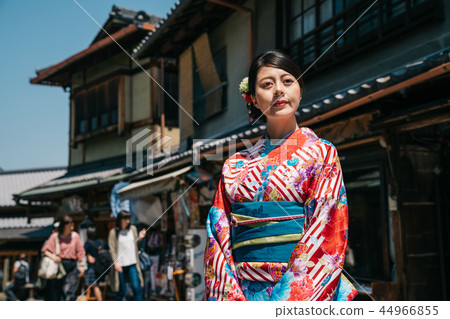lady with kimono and flower hairpin on head lady with kimono and flower hairpin on head 44966855