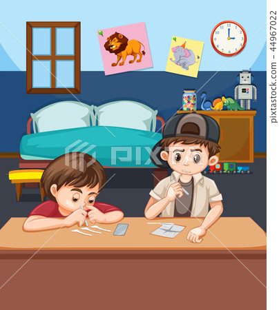 插图素材: two boy snorting cocaine