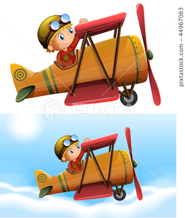 Set of pilot riding classic plane 44967063