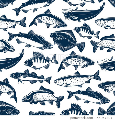 Sea and ocean fishes seamless pattern background 44967205