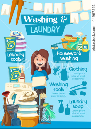 Laundry and washing home service vector poster Laundry and washing home service vector poster 44967261
