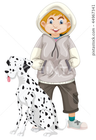 Teenage boy with pet dog Teenage boy with pet dog 44967341