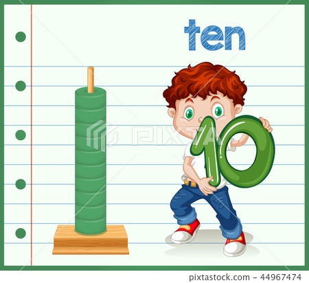 Boy holding number zero Boy holding number zero 44967474