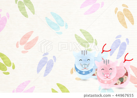亥 和紙 年賀状 背景 亥 和紙 年賀状 背景 44967655