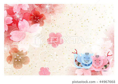 亥 和紙 年賀状 背景 Stock Illustration