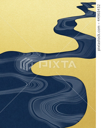 Japanese-Japanese style-Japanese pattern-background-gold leaf-river 44968432