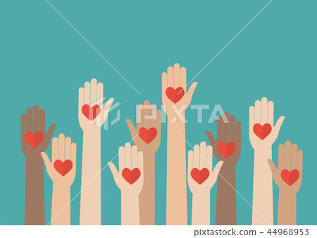 Raised hands volunteering 44968953