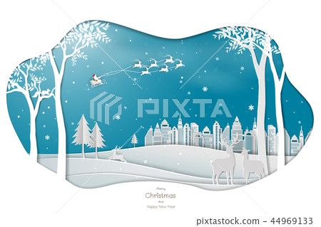 Santa Clause coming to town on blue background Santa Clause coming to town on blue background 44969133