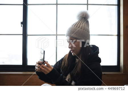 女人，冬天，雪，山 44969712
