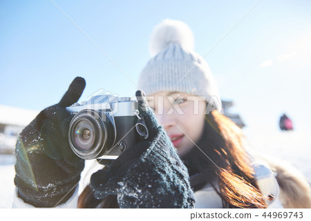 女人，冬天，雪，山 44969743