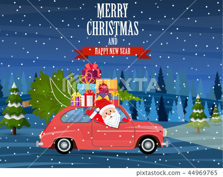 Retro car with Christmas tree 44969765