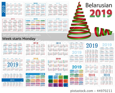 Set of simple Belarusian pocket calendars for 2019 Set of simple Belarusian pocket calendars for 2019 44970211
