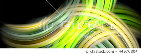 Background abstract design, flowing mixing liquid color waves on black 44970804