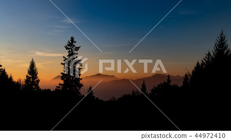 Red color just after sunset in the mountains 44972410