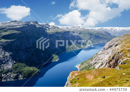 Ringedalsvatnet lake near Trolltunga trai, Norway Ringedalsvatnet lake near Trolltunga trai, Norway 44973739