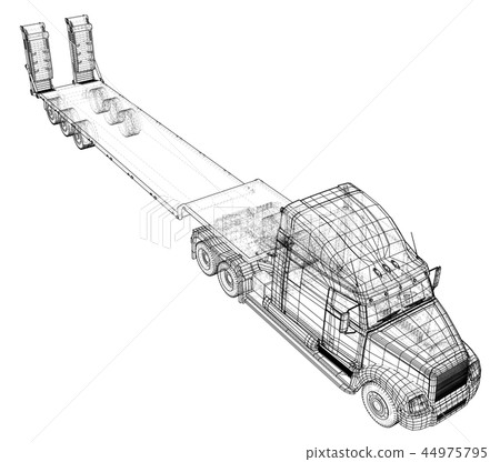 Cargo vehicle. Wire-frame. EPS10 format. Vector created of 3d. 44975795