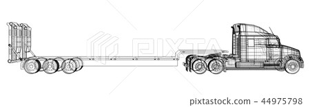 Low bed Truck Trailer. Wire-frame. EPS10 format. Vector created of 3d. 44975798