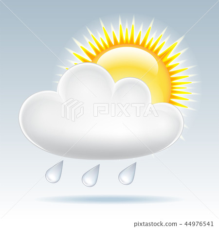 Sun and raining clouds weather web icon. Vector - Stock Illustration ...