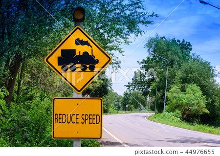 Train warning sign, railway crossing Train warning sign, railway crossing 44976655