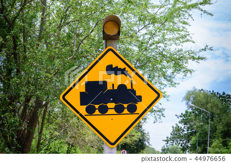 Train warning sign, railway crossing Train warning sign, railway crossing 44976656