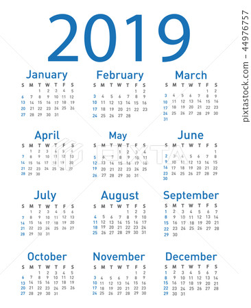 Calendar for 2019 vector illustration 44976757