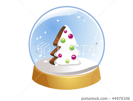 Christmas snow globe with snowflakes isolated  44978106