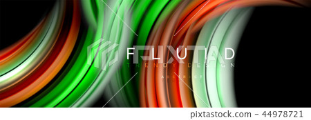 Background abstract design, flowing mixing liquid color waves on black 44978721
