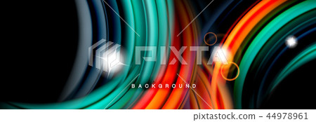 Mixing color waves on black, liquid flowing shapes 44978961