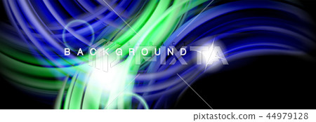 Background abstract design, flowing mixing liquid color waves on black 44979128