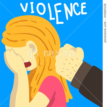 Violence, man beating crying woman, stop violence against women poster banner template vector 44980508