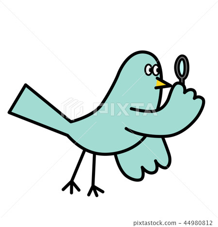 Blue bird with a magnifying glass 44980812