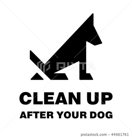 Clean up after your dog stop pooping silhouette 44981761
