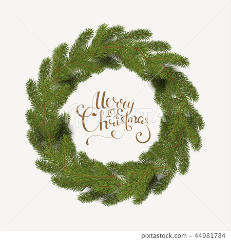 White card with Christmas wreath. Vector illustration. White card with Christmas wreath. Vector illustration. 44981784