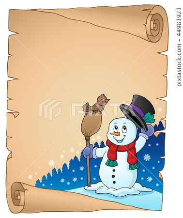 Winter snowman subject parchment 1 - Stock Illustration [44981921] - PIXTA