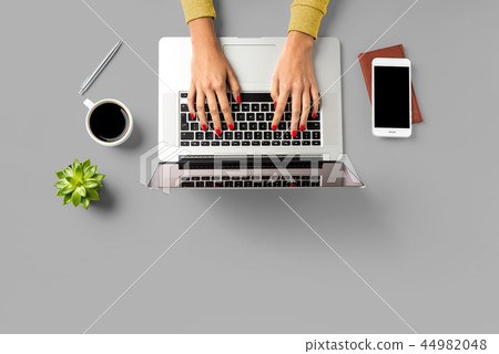 Office desktop with laptop and accessories Office desktop with laptop and accessories 44982048