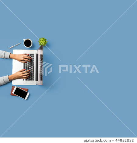 Woman working in modern office. Top view 44982058