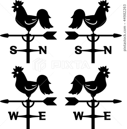 Illustration set of weathercock facing the north, south, east and west 44982263