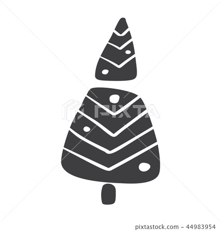 Christmas Tree vector icon silhouette. Simple contour symbol. Isolated on white web sign kit of 44983954